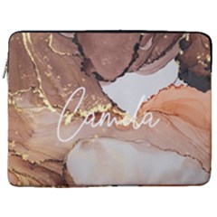 Personalized Name Marble - 17  Vertical Laptop Sleeve Case With Pocket