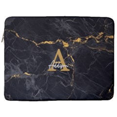 Personalized Name Initial Marble - 17  Vertical Laptop Sleeve Case With Pocket