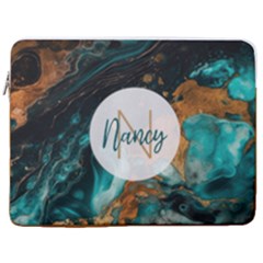 Personalized Marble Name Laptop Sleeve Case with Pocket (4 styles) - 17  Vertical Laptop Sleeve Case With Pocket