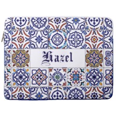 Personalized Tiles Name Laptop Sleeve Case with Pocket - 17  Vertical Laptop Sleeve Case With Pocket