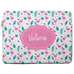 Personalized Flamingo Name Laptop Sleeve Case with Pocket (4 styles) - 17  Vertical Laptop Sleeve Case With Pocket