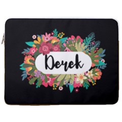 Personalized Floral Name Laptop Sleeve Case With Pocket