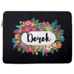 Personalized Floral Name Laptop Sleeve Case with Pocket - 17  Vertical Laptop Sleeve Case With Pocket