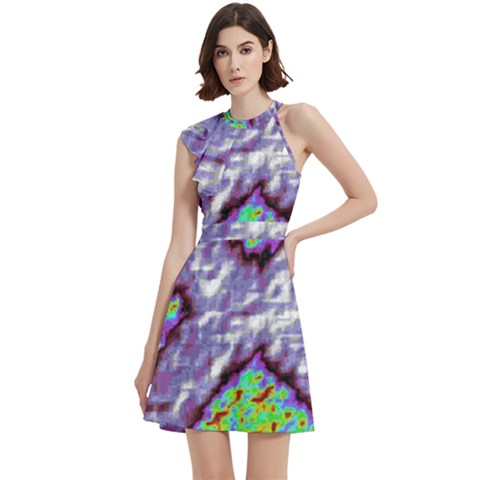 Cocktail Party Halter Sleeveless Dress With Pockets 