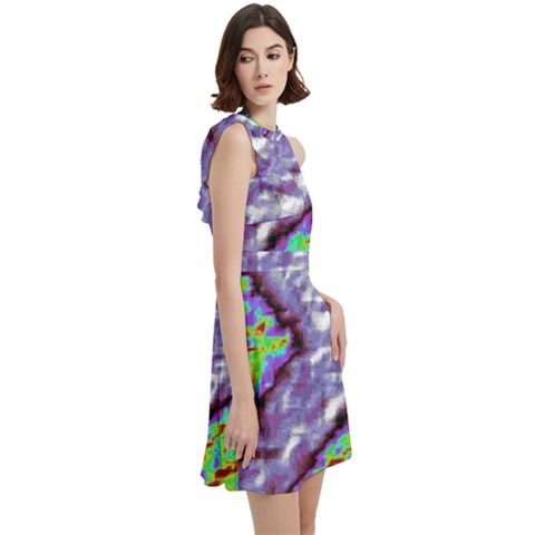 Cocktail Party Halter Sleeveless Dress With Pockets 