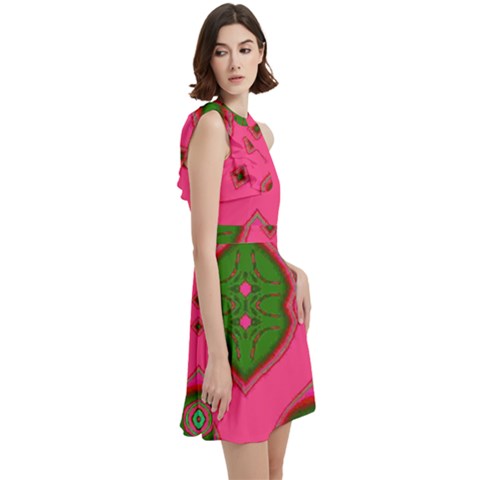 Cocktail Party Halter Sleeveless Dress With Pockets 