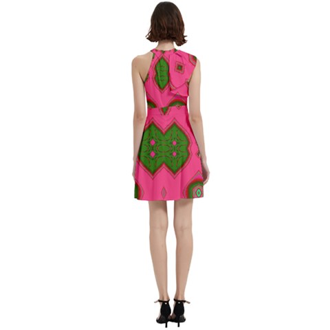 Cocktail Party Halter Sleeveless Dress With Pockets 