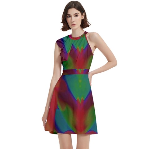 Cocktail Party Halter Sleeveless Dress With Pockets 