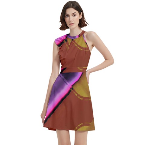 Cocktail Party Halter Sleeveless Dress With Pockets 