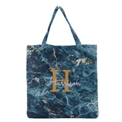 Personalized Initial Name Marble Tote Bag - Grocery Tote Bag