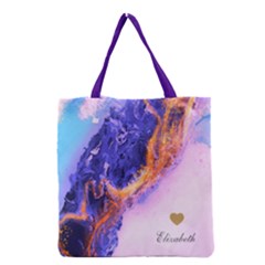 Personalized Initial Name Marble Tote Bag - Grocery Tote Bag