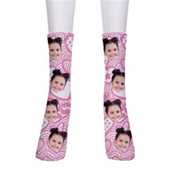 Personalized Pink Heart Draw Photo Sock - Crew Socks