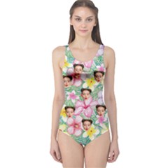 Personalized Summer Dot Pattern Photo One Piece Swimsuit