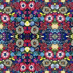 Magenta Indigo Floral Stained Glass