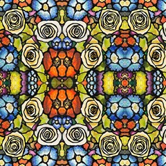 Vanilla Rose Pansy Poppy Stained Glass