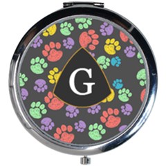 Pet Pattern Monogram Letter - Mini Round Mirror Pet Pattern Monogram Letter - Mini Round Mirror