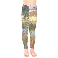 Personalized Van Gogh Flower Garden Name Any Text - Kids  Leggings