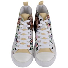 Personalized Wedding Floral wreath Love Photo Name - Women s Mid-Top Canvas Sneakers