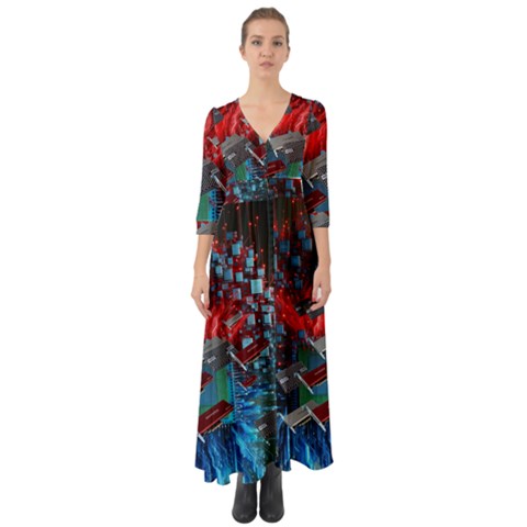 Button Up Boho Maxi Dress 