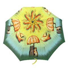 cats and birds in  the rain - Folding Umbrella