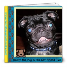 Rocky the Pug and His Cat Friend Two blue cover - 8x8 Photo Book (20 pages)