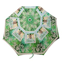 Art Nouveau Green Lace Umbrella - Folding Umbrella