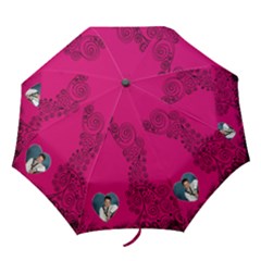 Fantasia Fushcia Pink & black  heart umbrella - Folding Umbrella