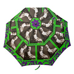 Funky Fantasia acid lime & purple spiral folding umbrella