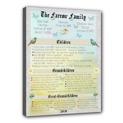 Farrow Family Tree - Canvas 16  x 12  (Stretched)