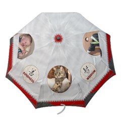 Wisdom Red & White Folding Umbrella