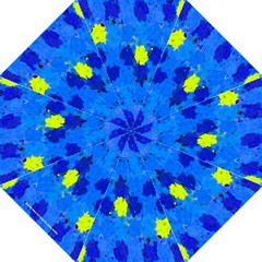 Blue and Yellow Torn Scraps by Celeste Sheffey - Folding Umbrella