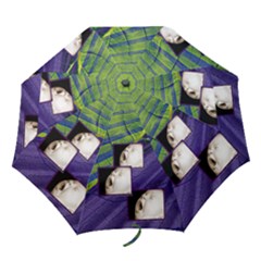 Funky Fronds Purple & Green folding umbrella