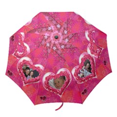 Hearts pink folding umbrella