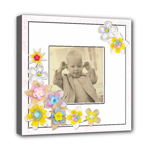 Cheeky Chappy Floral Frame 12 X 12 Stretched Canvas