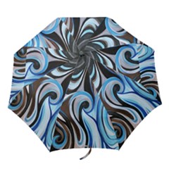 brown&blue swirls umbrella - Folding Umbrella