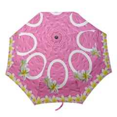 Pink butterfly and frangipani folding umbrella