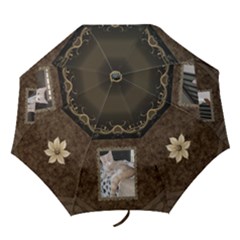 Brown Floral Folding Umbrella