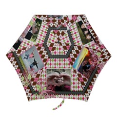 Pink Argyle Floral Vines Umbrella - Mini Folding Umbrella