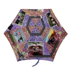 Pink Purple Paisley Vintage Floral Vines Umbrella - Mini Folding Umbrella