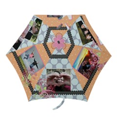 Polka Dot Orange Green Floral Vines Umbrella - Mini Folding Umbrella