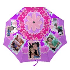 Ruffle Pink Purple Flower Umbrella - Folding Umbrella