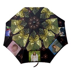 pine and gold bow folding umbrella