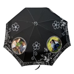 Black Floral Folding Umbrella