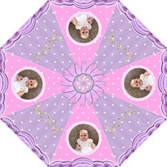 pink purple star background with lace frame - Folding Umbrella