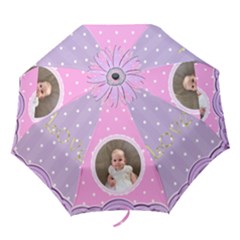 pink purple star background with lace frame - Folding Umbrella