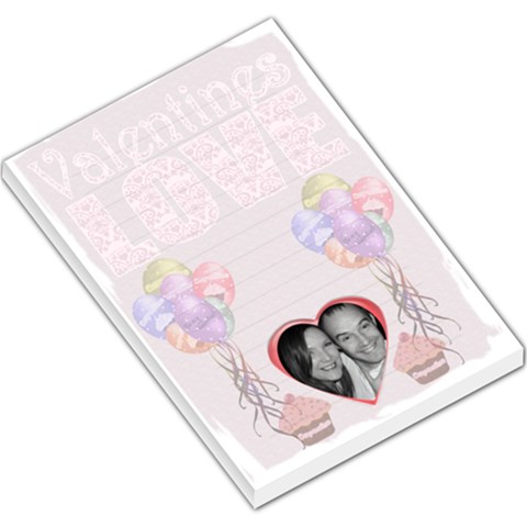 Valentines Cupcake And Balloon Memo Pad Large Pink By Claire Mcallen