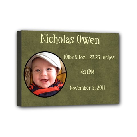 Birth Board - Nicholas - Mini Canvas 7  x 5  (Stretched)