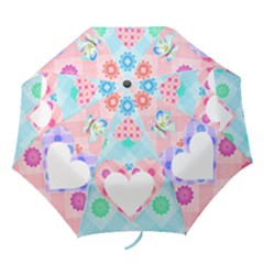 Pastel Hearts Folding Umbrella