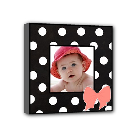 Baby - Polka Dot Bow Canvas - Mini Canvas 4  x 4  (Stretched)