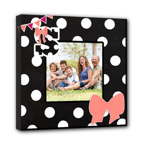 Polka Dot Bow Canvas - Mini Canvas 8  x 8  (Stretched)